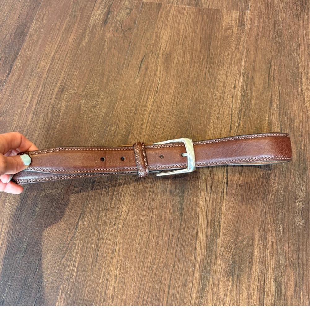 Brighton Men's Ventura Brown Leather Belt Size 34 M10385 USA Made